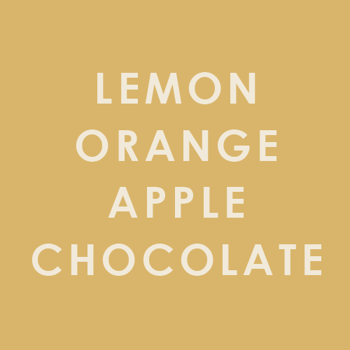 Tasting notes: lemon, orange, apple, chocolate